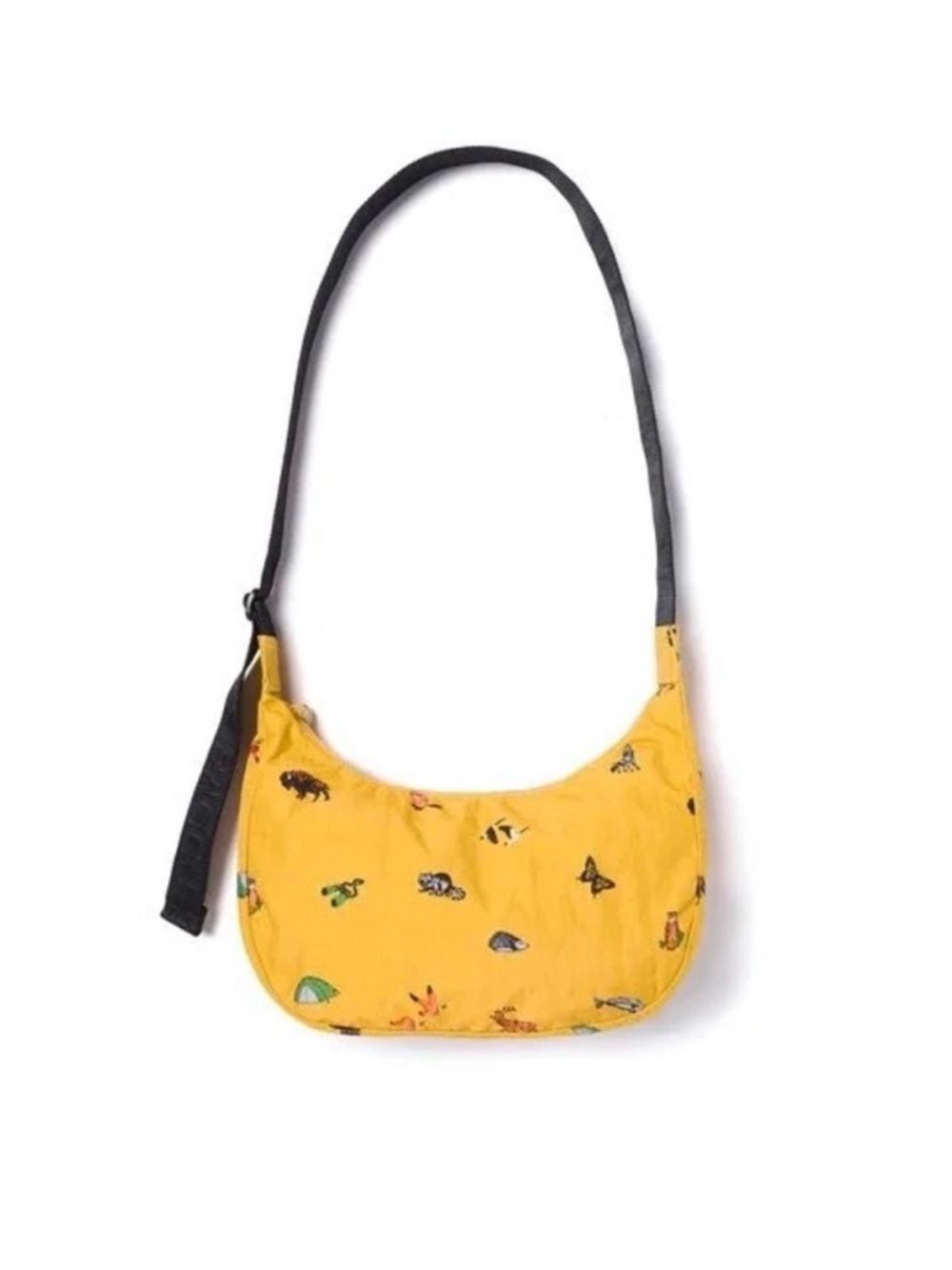 BAGGU Yellow Printed Nylon Crescent Crossbody Bag - Naturalist Club